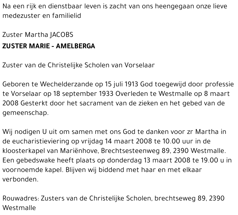 Zuster Marie Amelberga