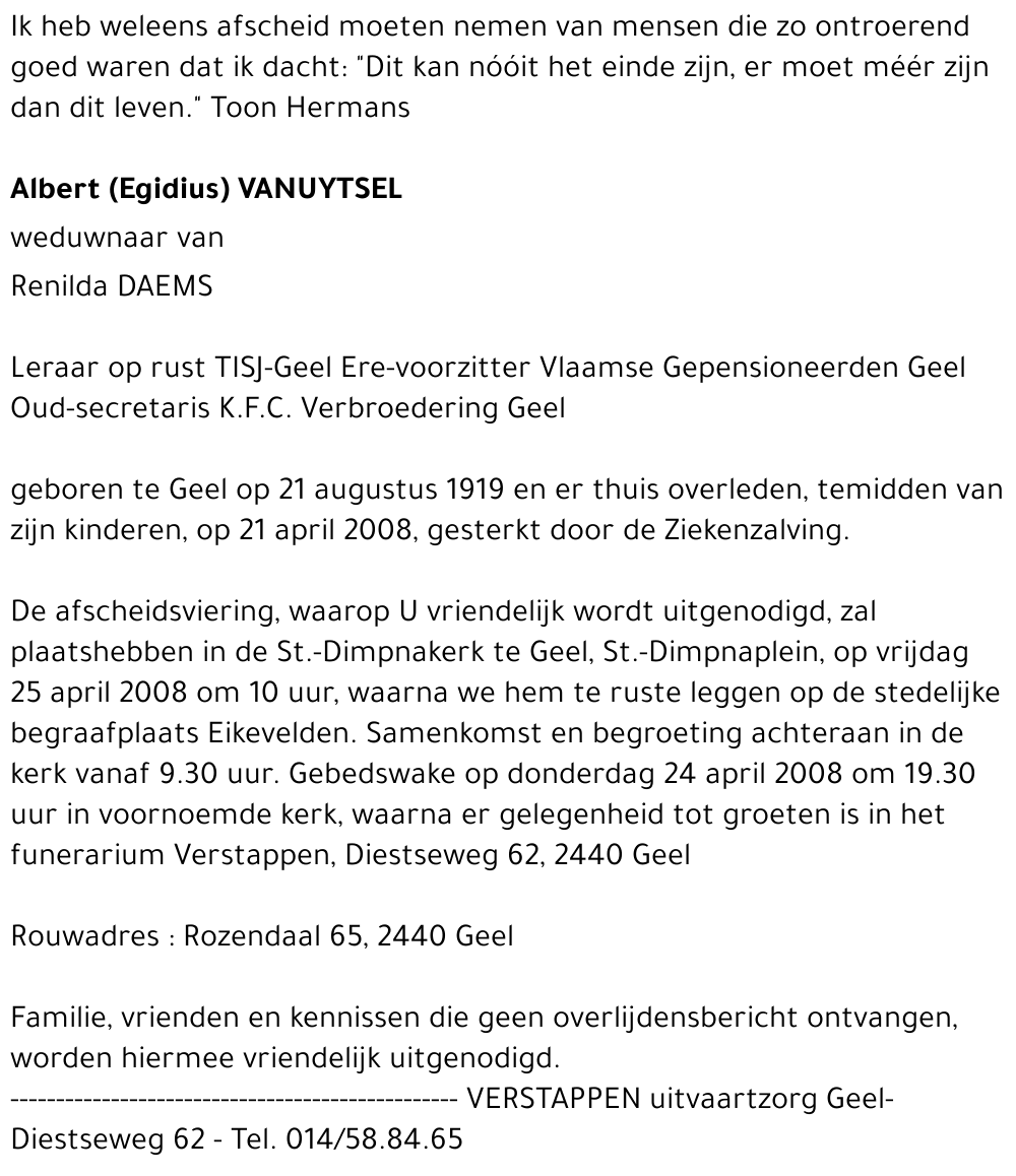 Albert (Egidius) VANUYTSEL