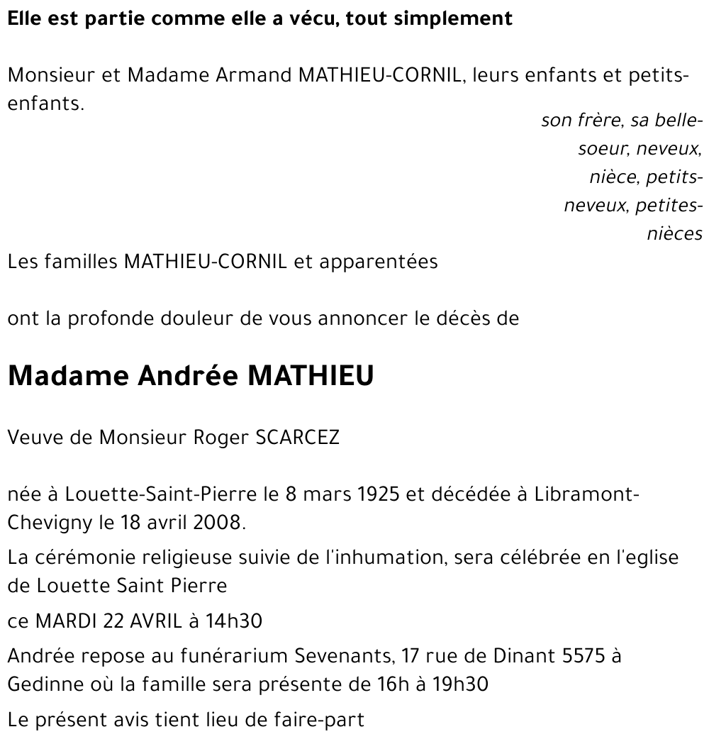 Andrée MATHIEU