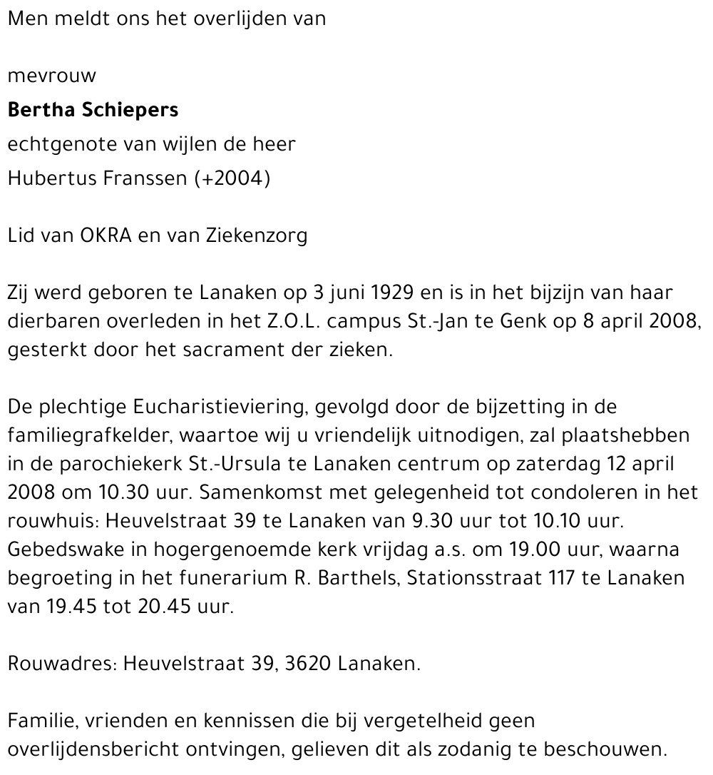 Bertha Schiepers