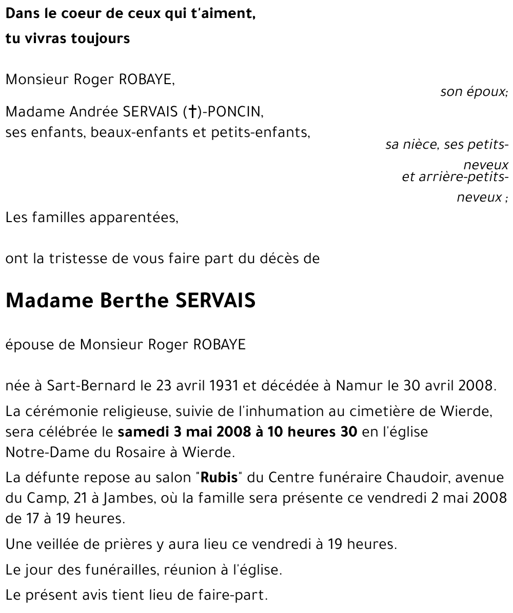 Berthe SERVAIS