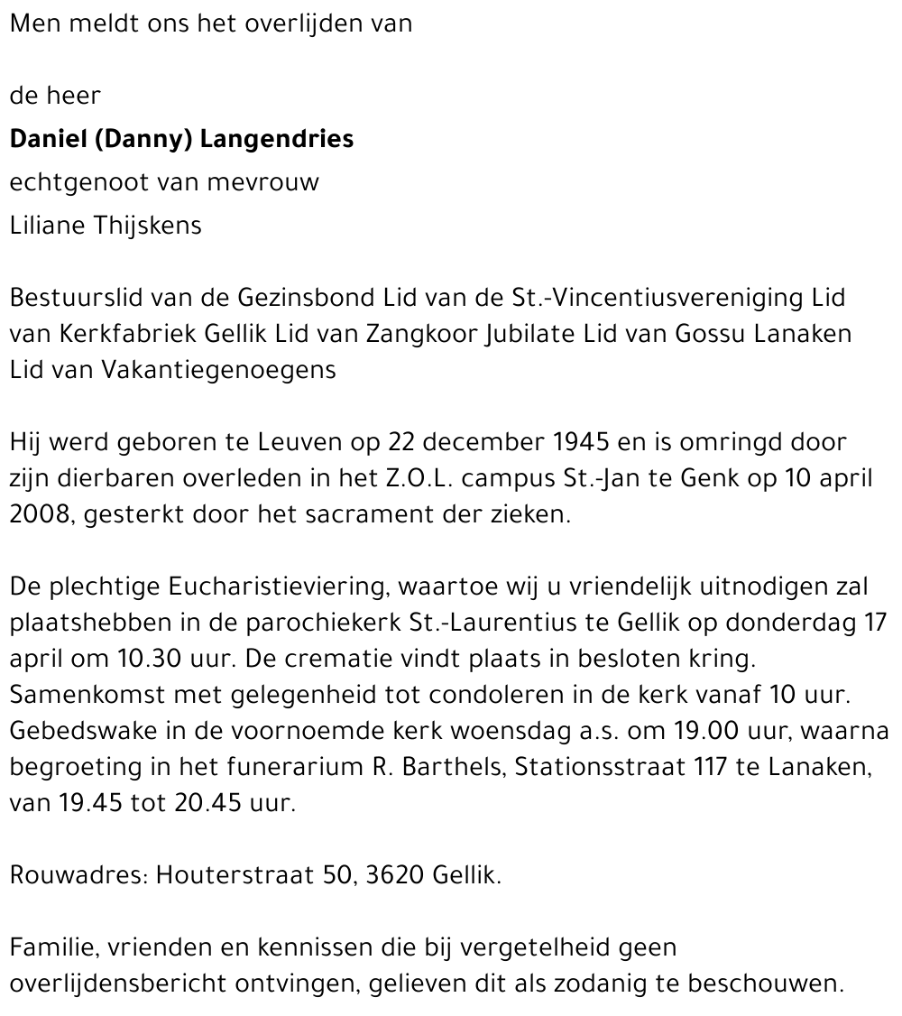 Daniel (Danny) Langendries