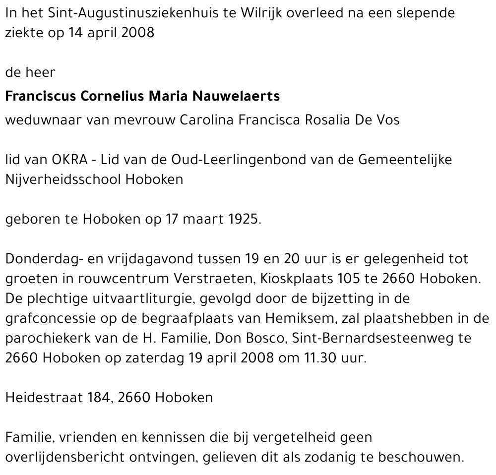 Franciscus Cornelius Maria Nauwelaerts