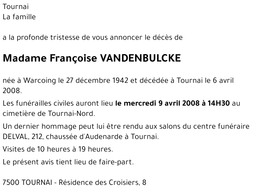 Françoise VANDENBULCKE
