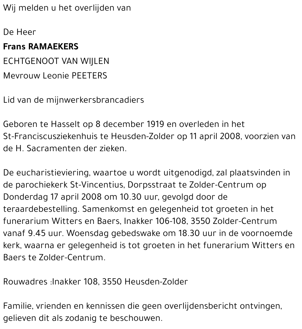 Frans RAMAEKERS