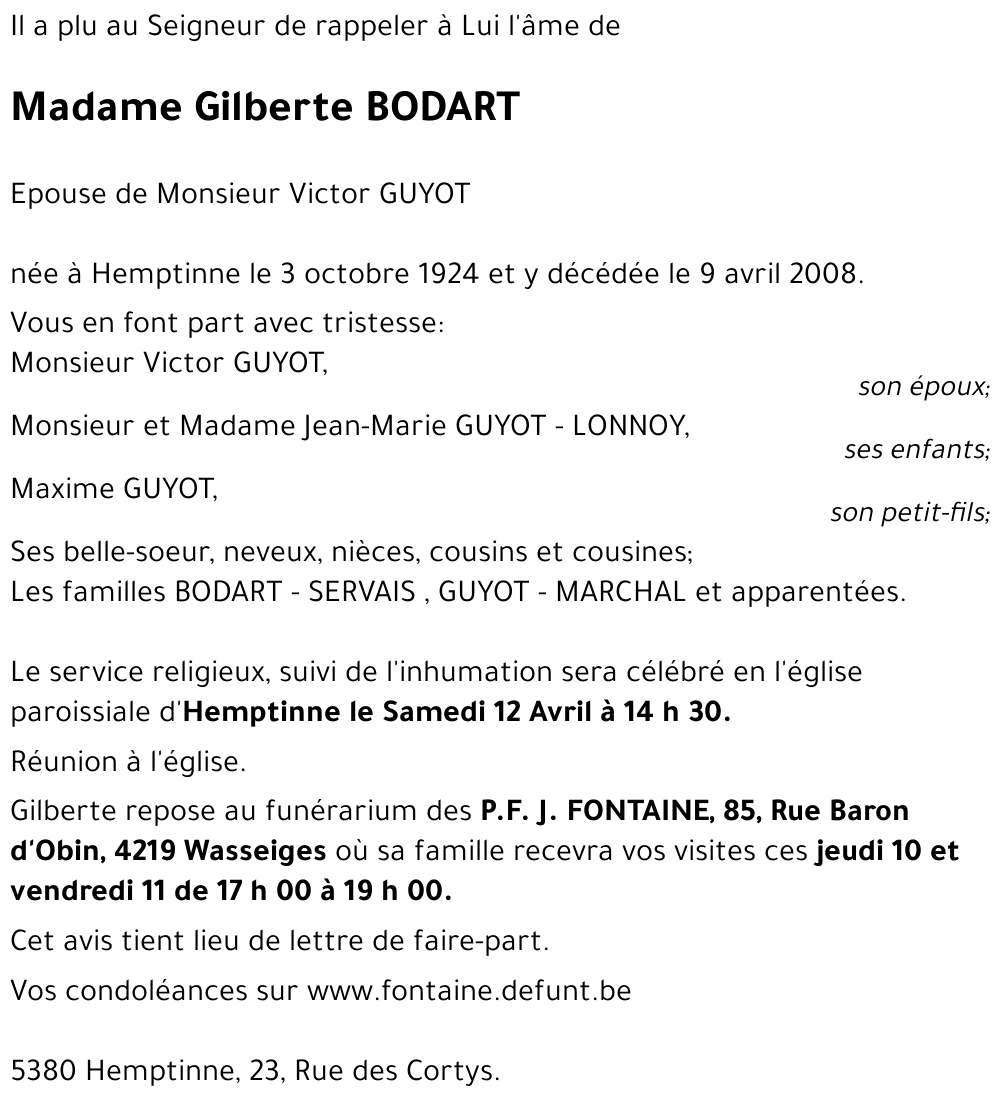 Gilberte BODART