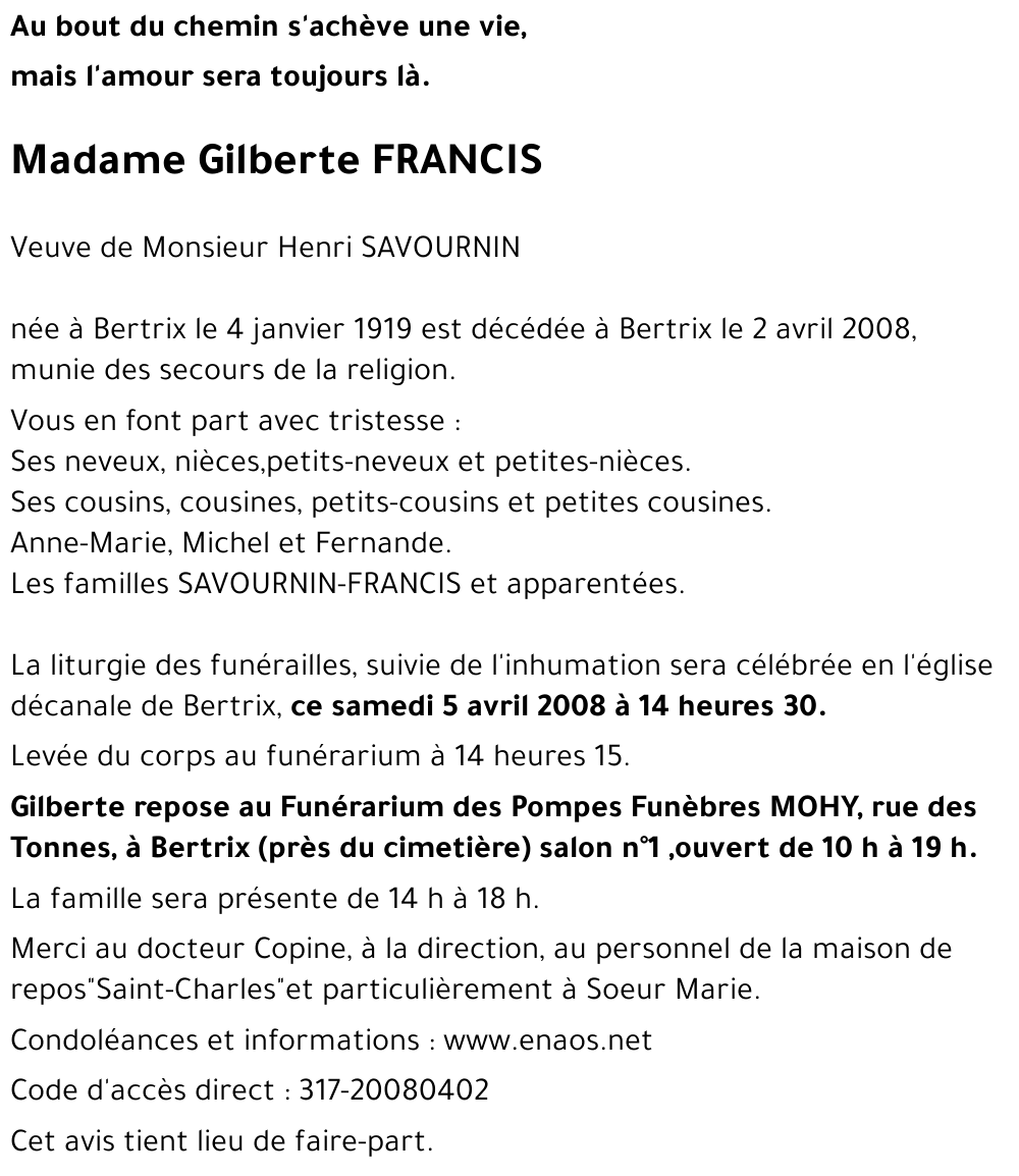 Gilberte FRANCIS