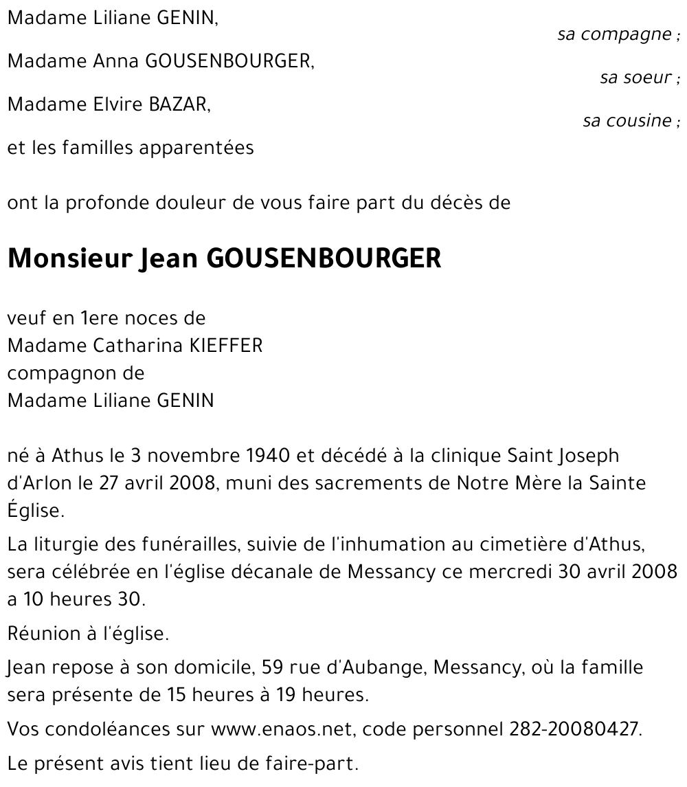 Jean GOUSENBOURGER