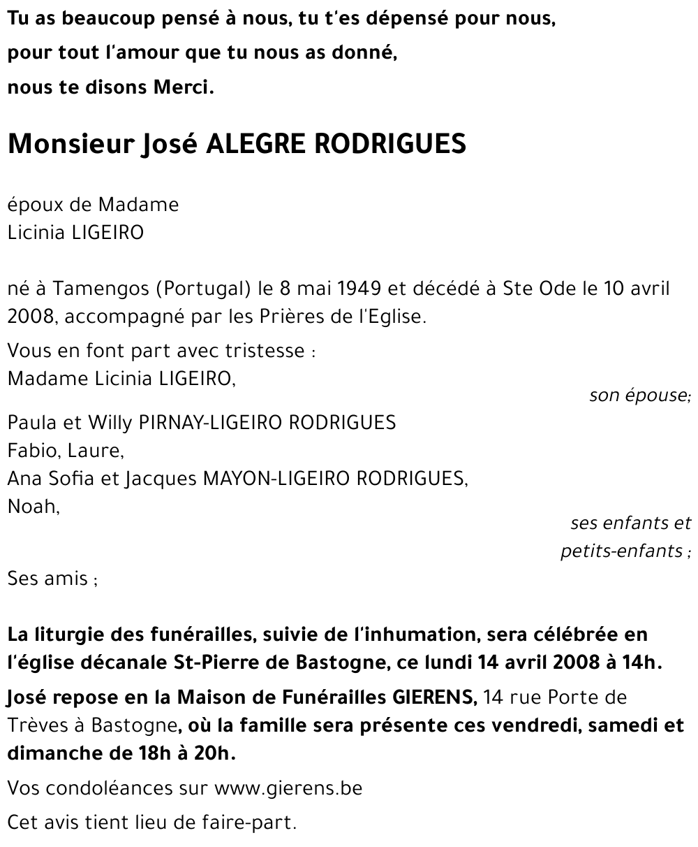 José ALEGRE RODRIGUES