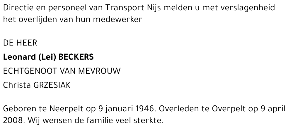 Leonard (Lei) Beckers