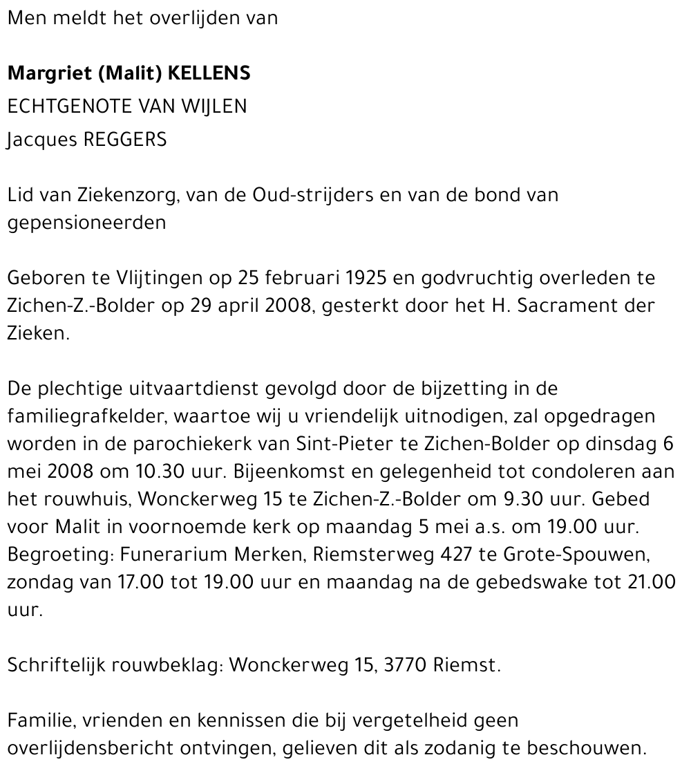 Margriet (Malit) Kellens