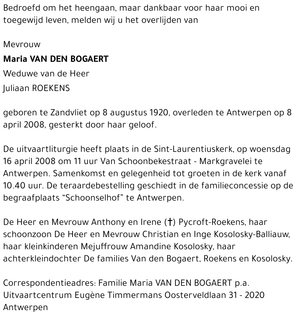 Maria Van den Bogaert