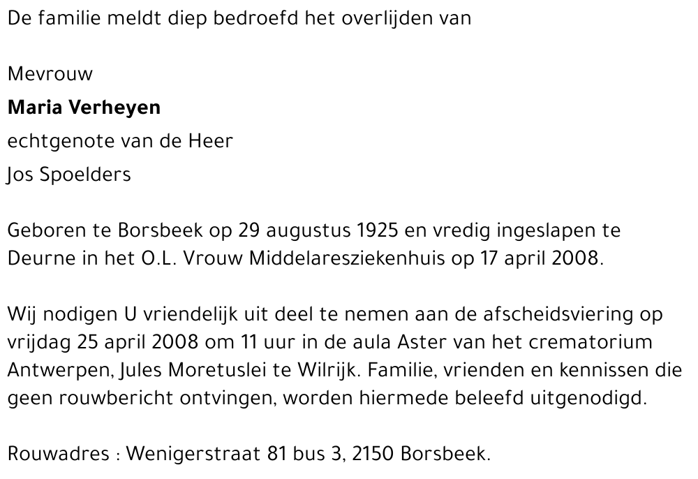 Maria VERHEYEN