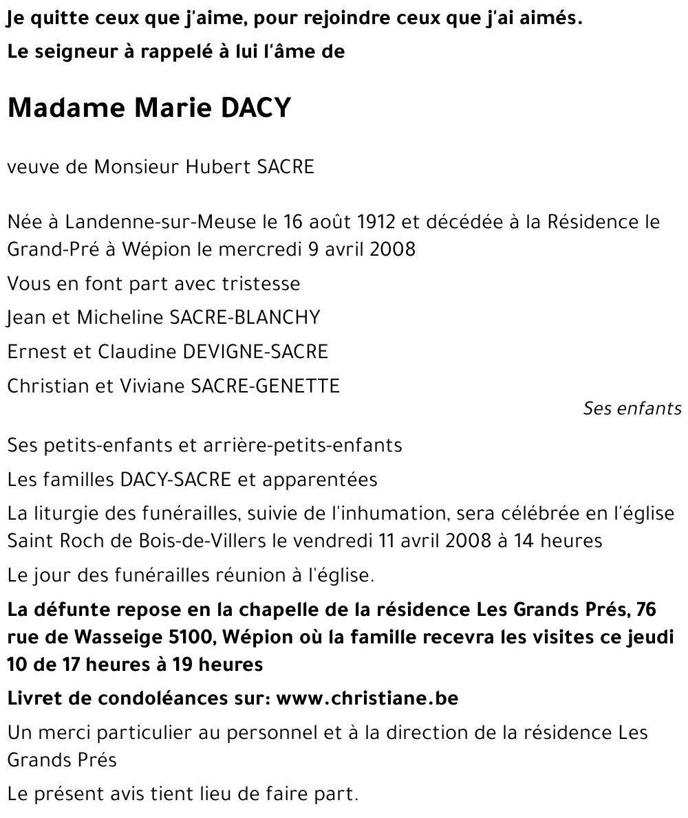 Marie DACY