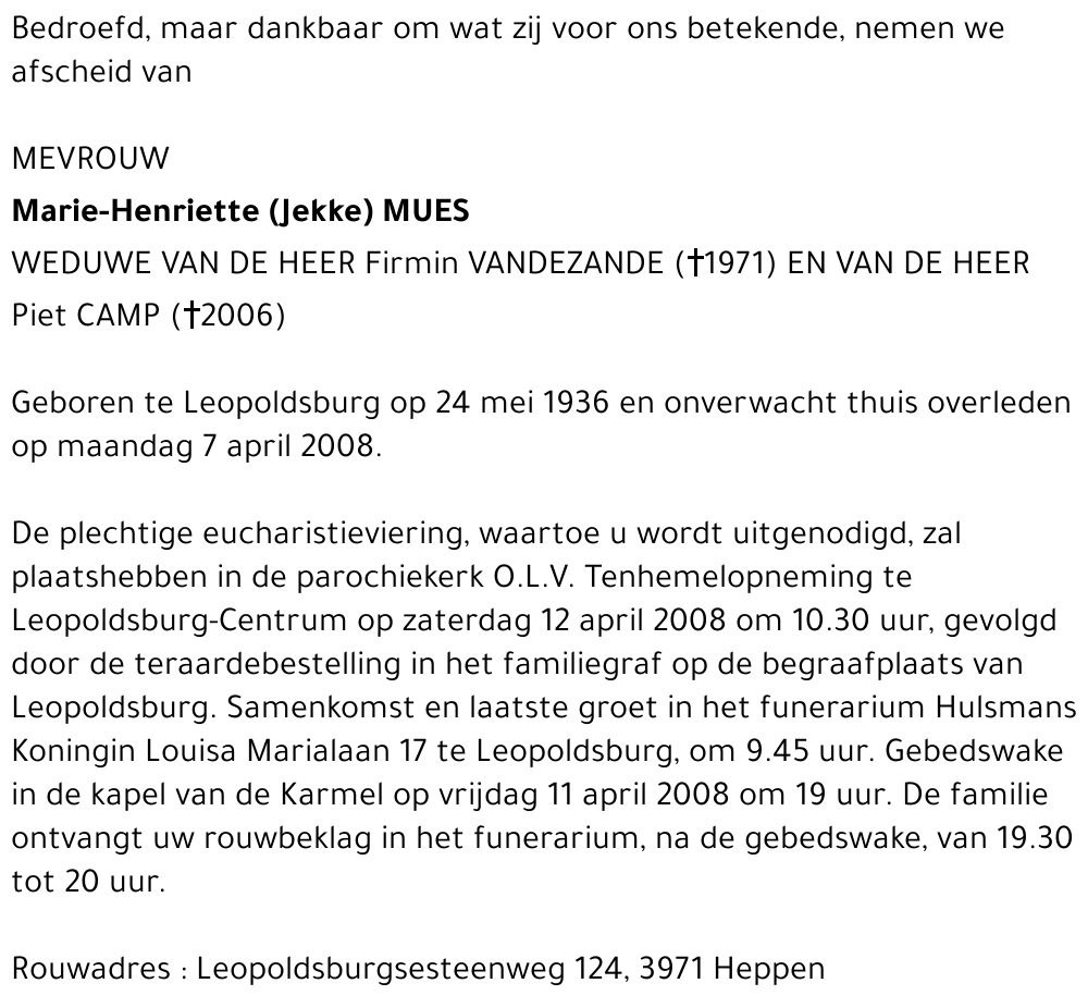 Marie-Henriette (Jekke) MUES