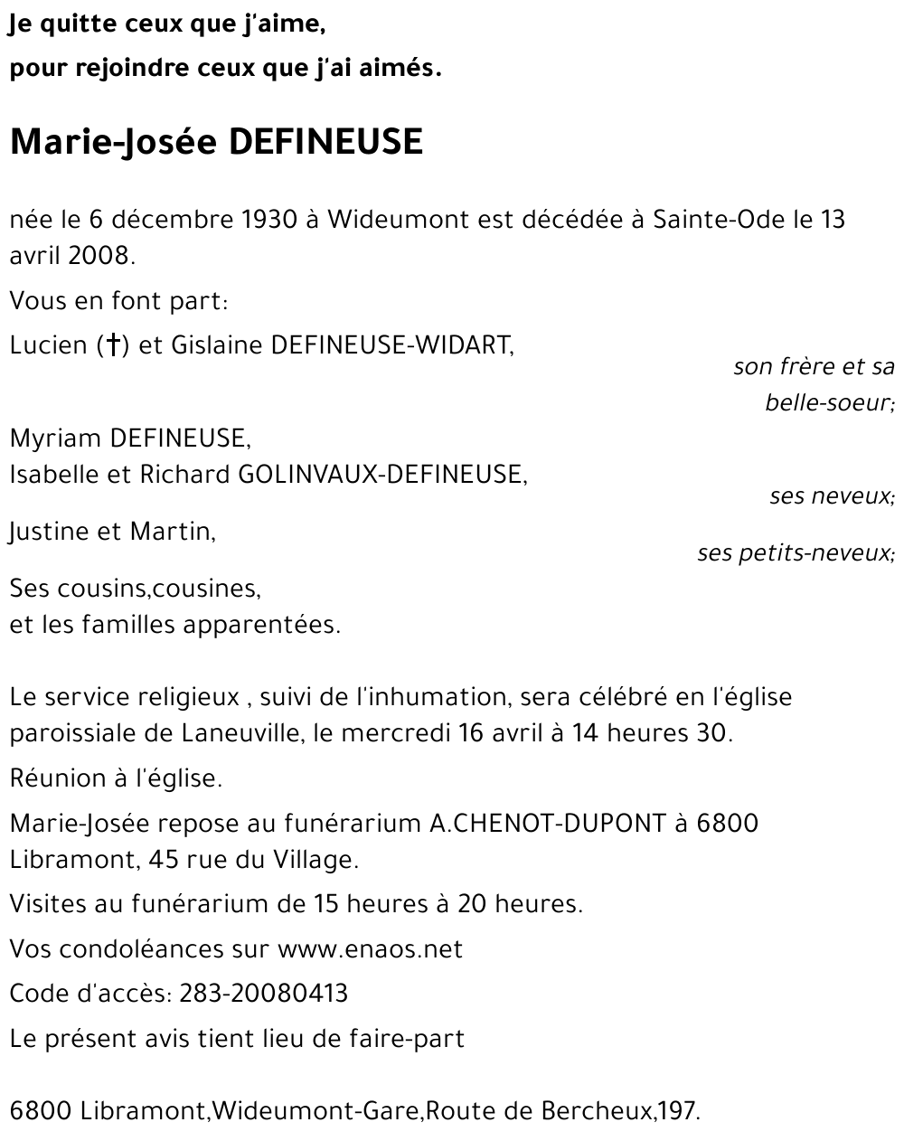 Marie-Josée DEFINEUSE