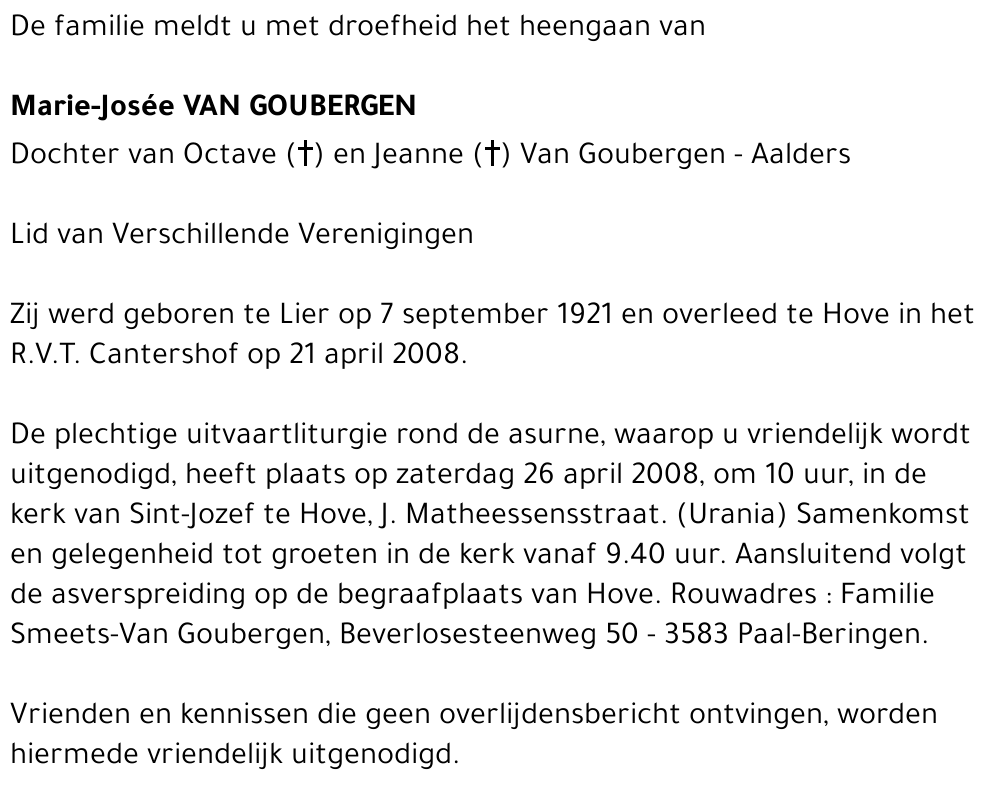 Marie-Josée Van Goubergen