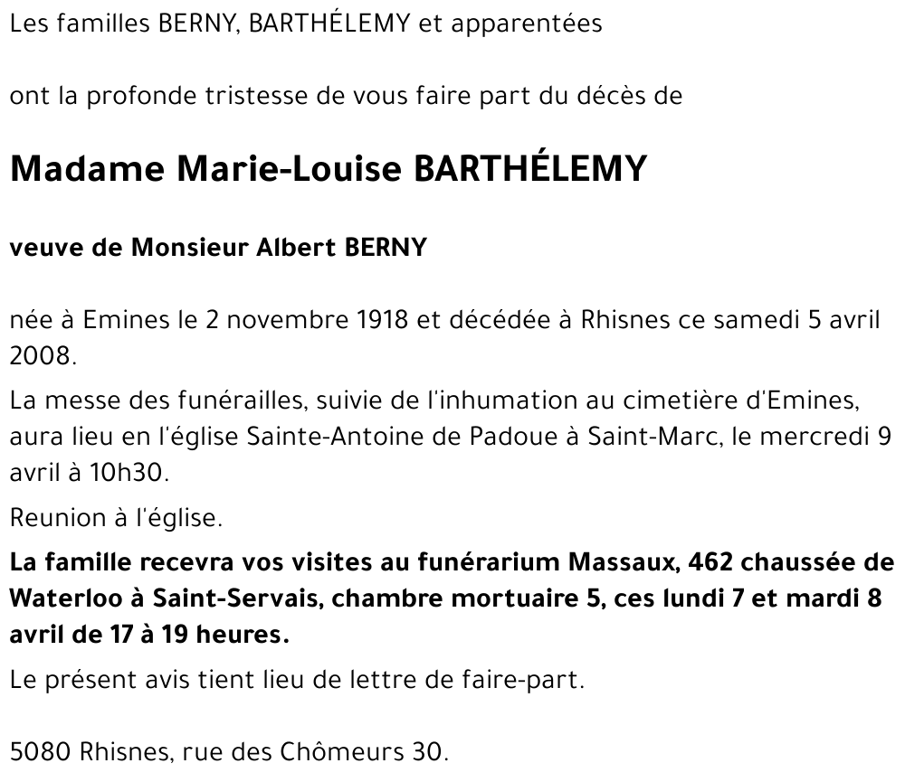 Marie-Louise BARTHÉLEMY