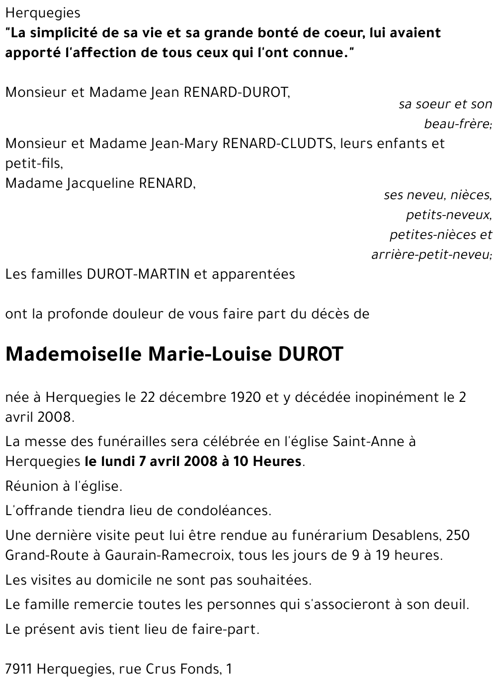 Marie-Louise DUROT