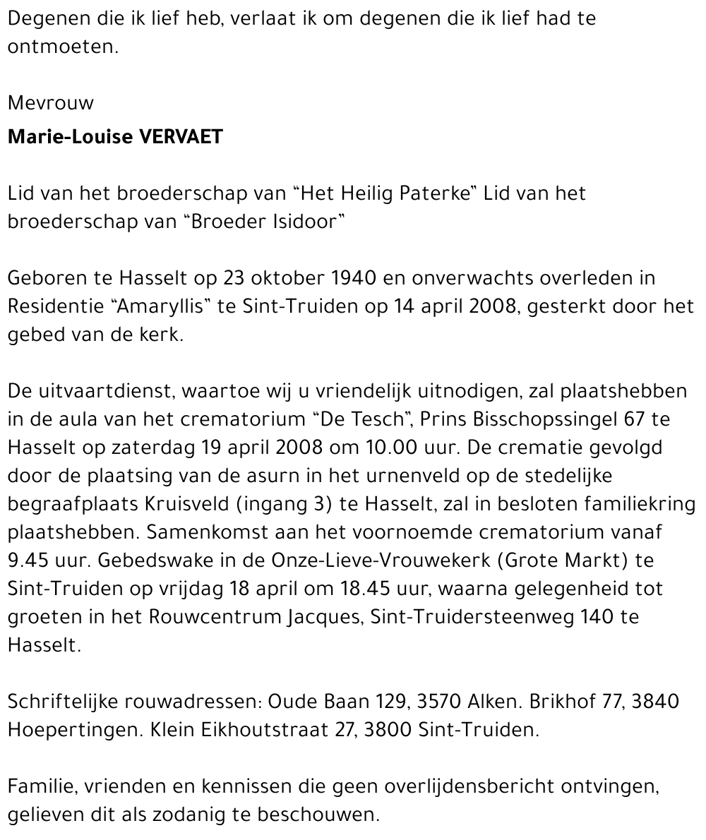 Marie Louise Vervaet