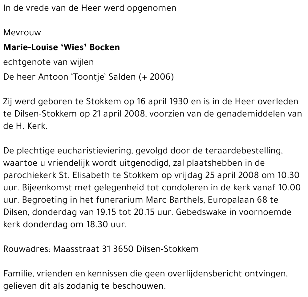 Marie-Louise 'Wies' Bocken