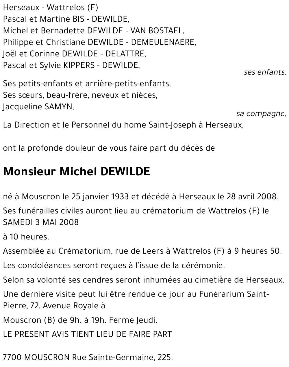 Michel DEWILDE