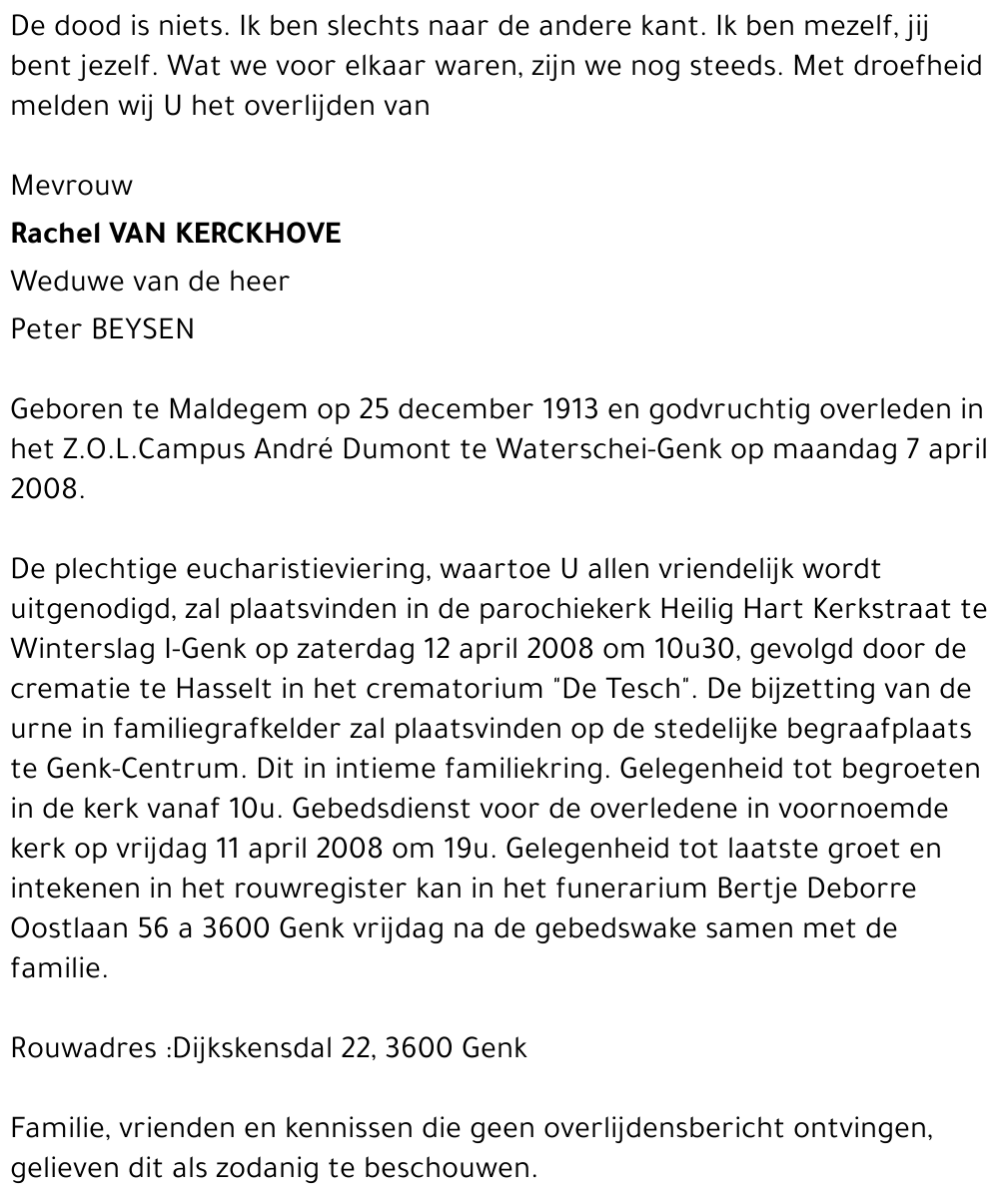 Rachel Van Kerckhove