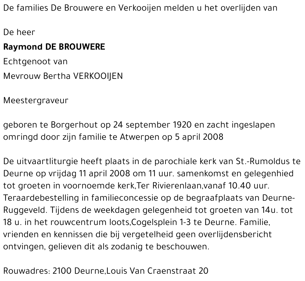 Raymond De Brouwere