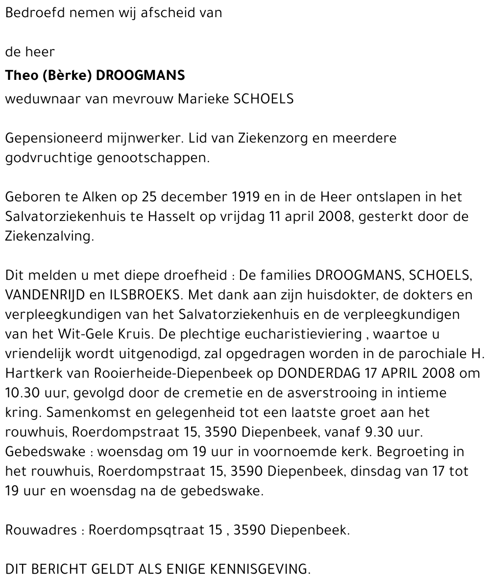 Theo (Bèrke) DROOGMANS
