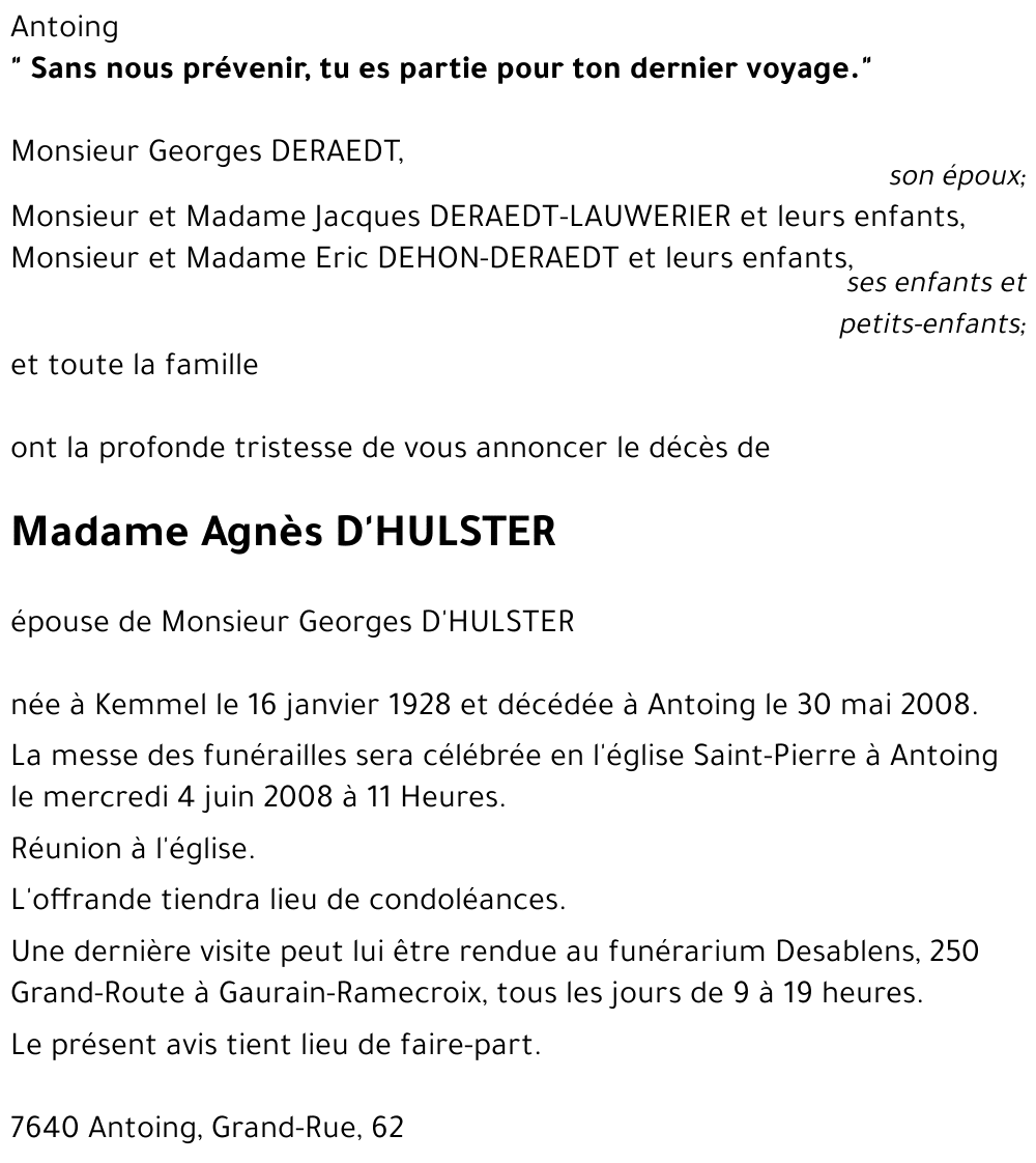 Agnès D'HULSTER
