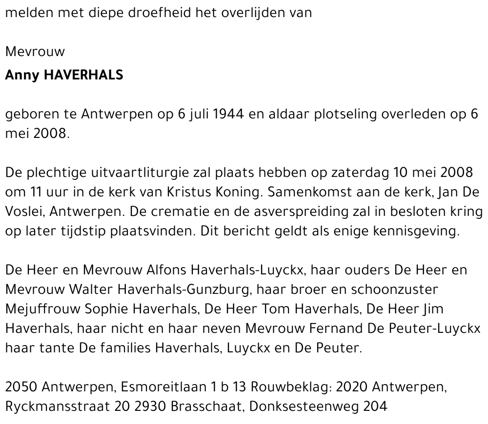 Anny HAVERHALS