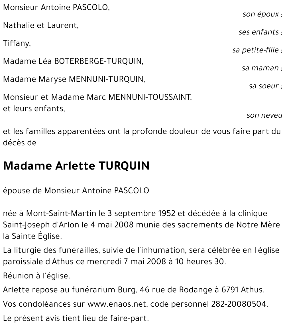 Arlette TURQUIN