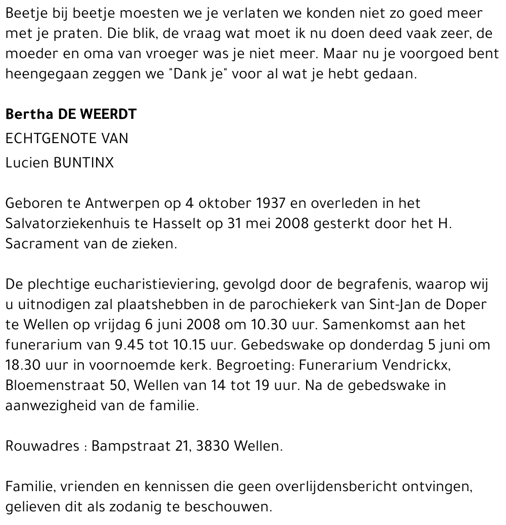 Bertha DE WEERDT