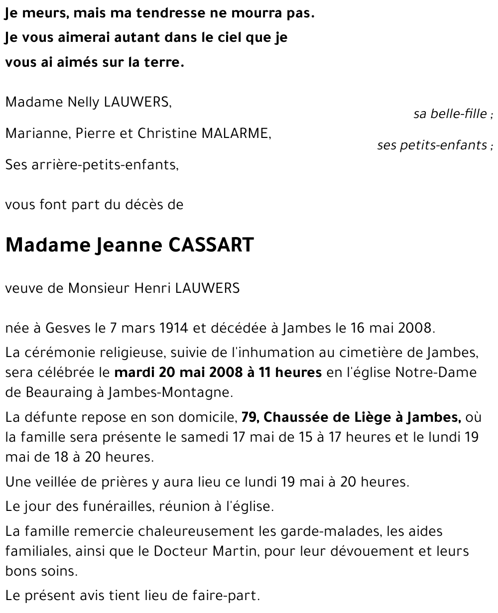 Jeanne CASSART