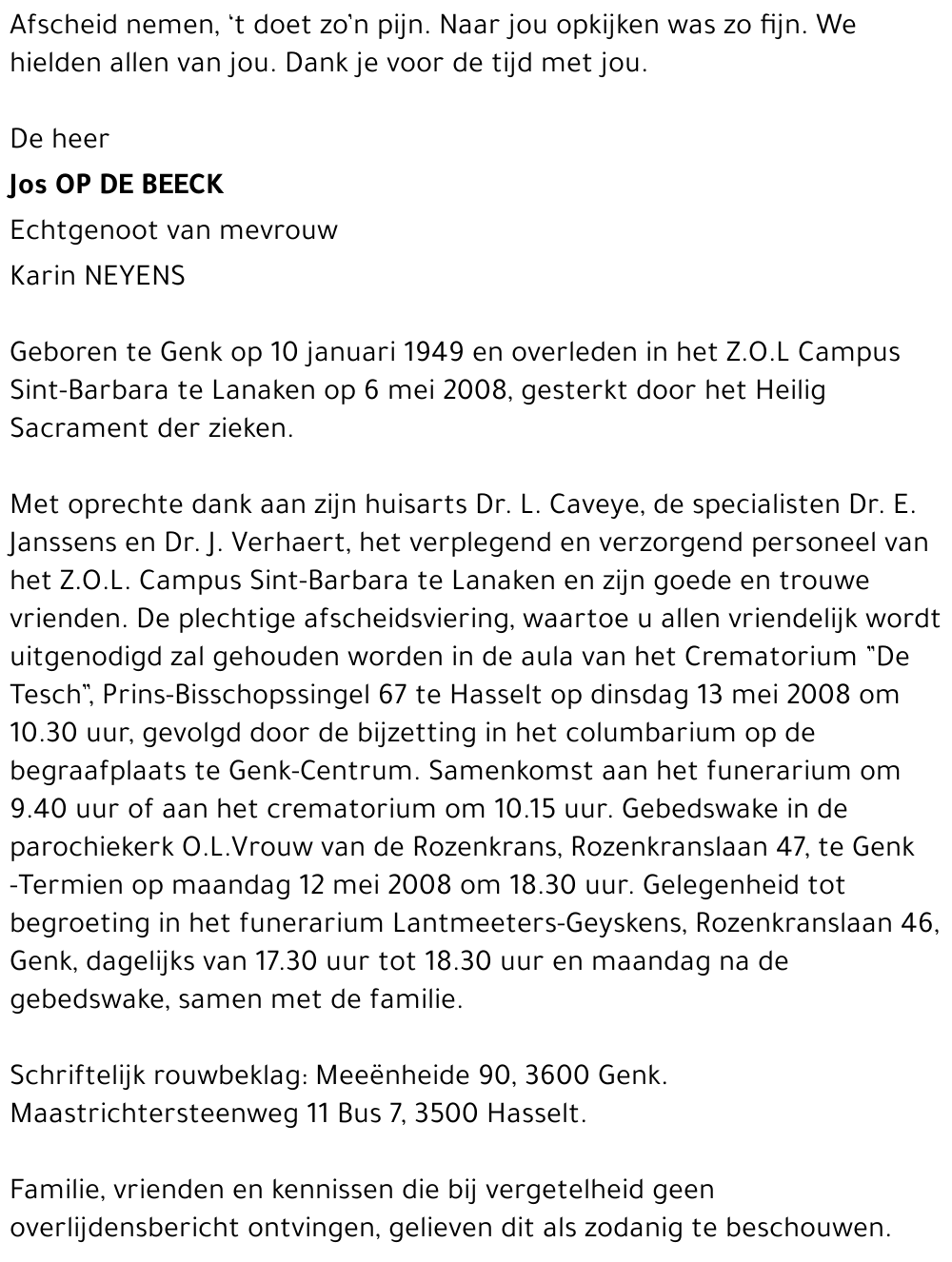 Jos OP DE BEECK