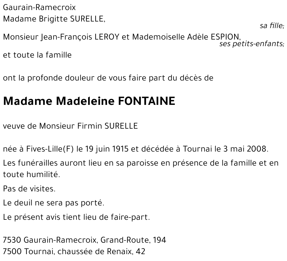 Madeleine FONTAINE