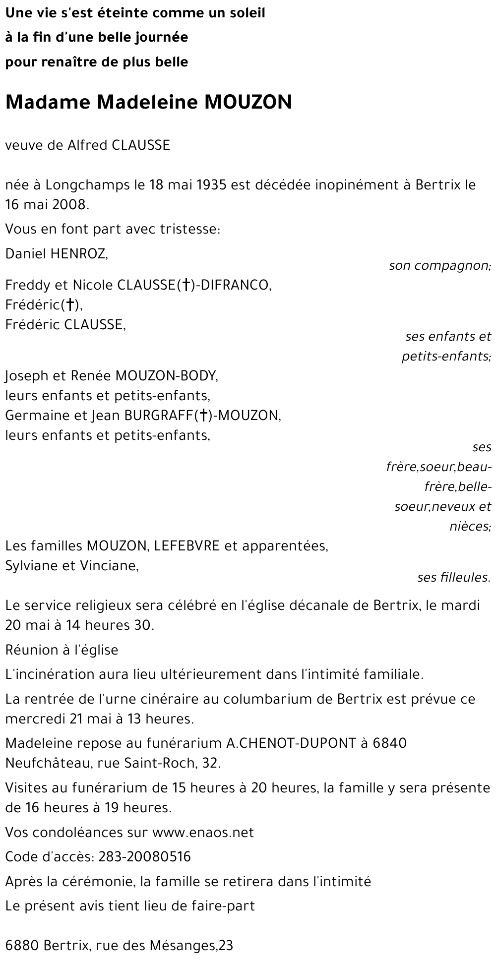 Madeleine MOUZON