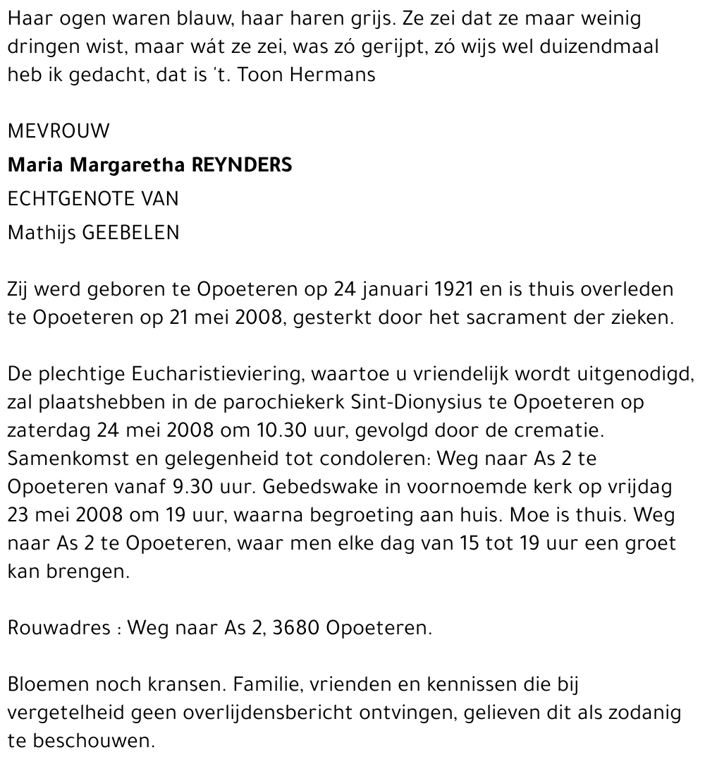 Maria Margaretha Reynders