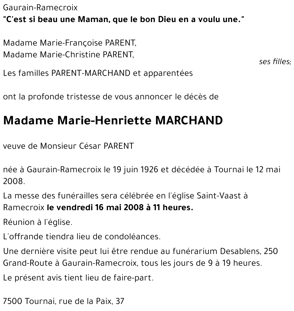Marie-Henriette MARCHAND