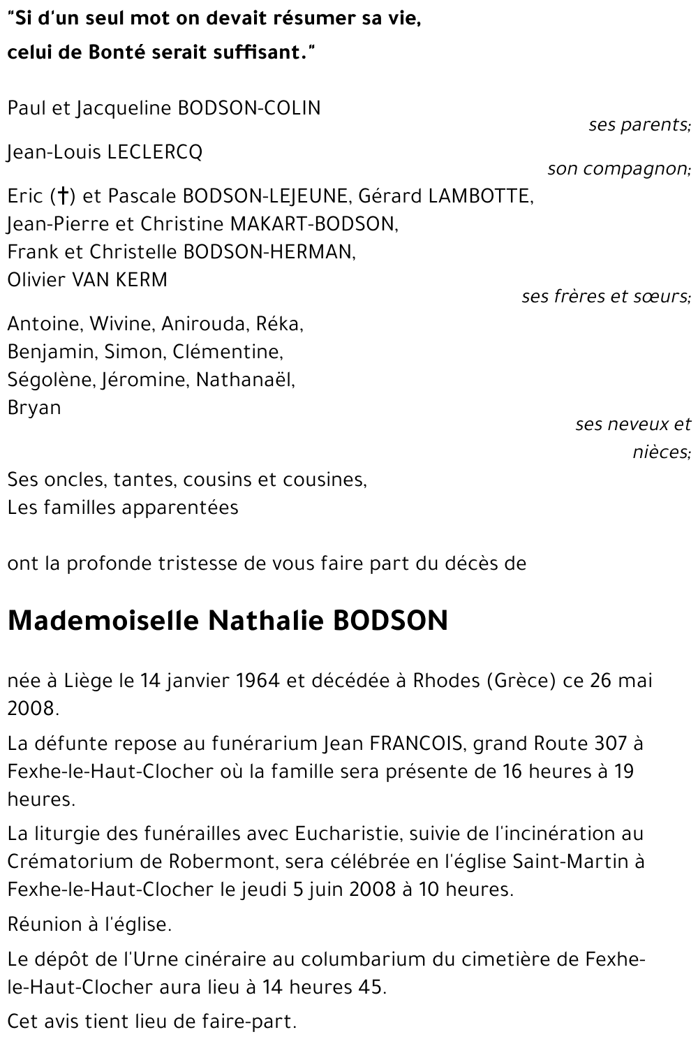 Nathalie BODSON