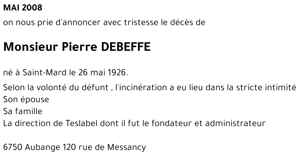 Pierre DEBEFFE