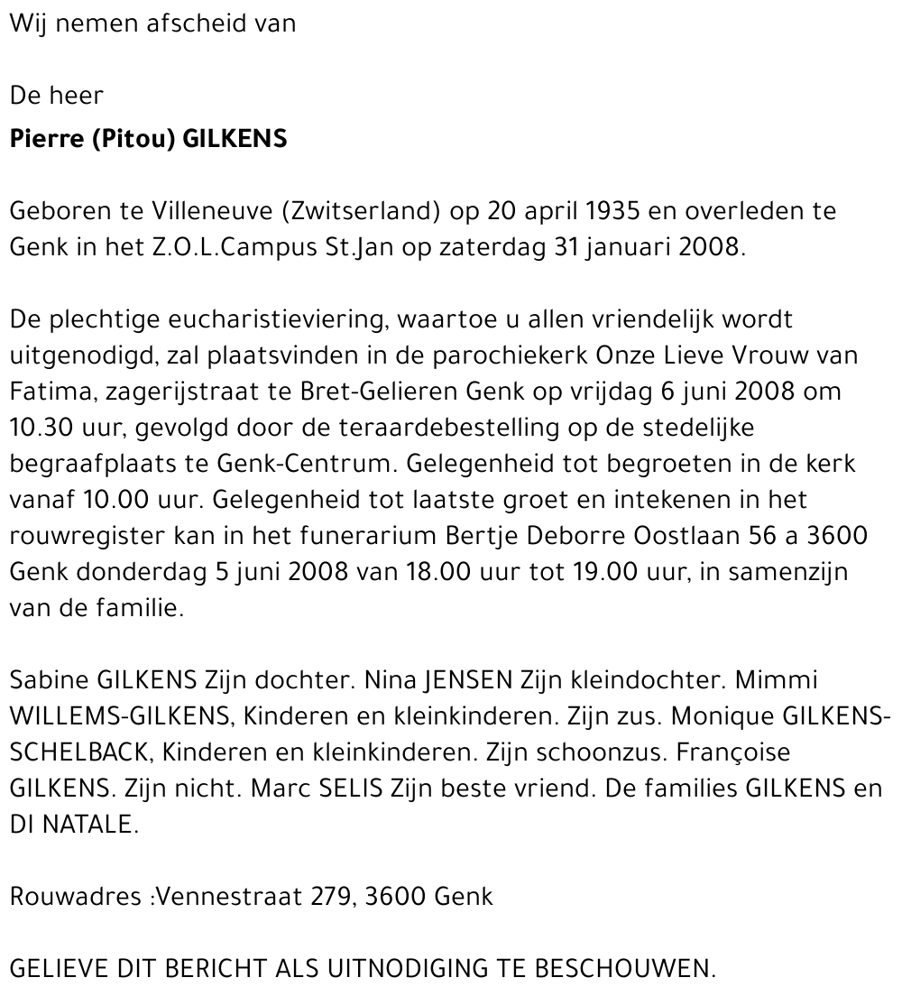 Pierre ( Pitou) Gilkens