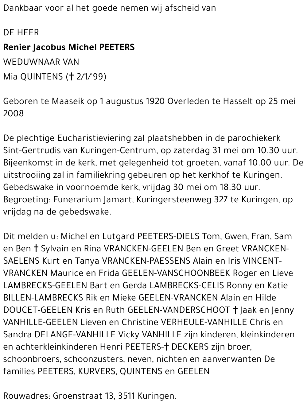 Renier Jacobus Michel Peeters