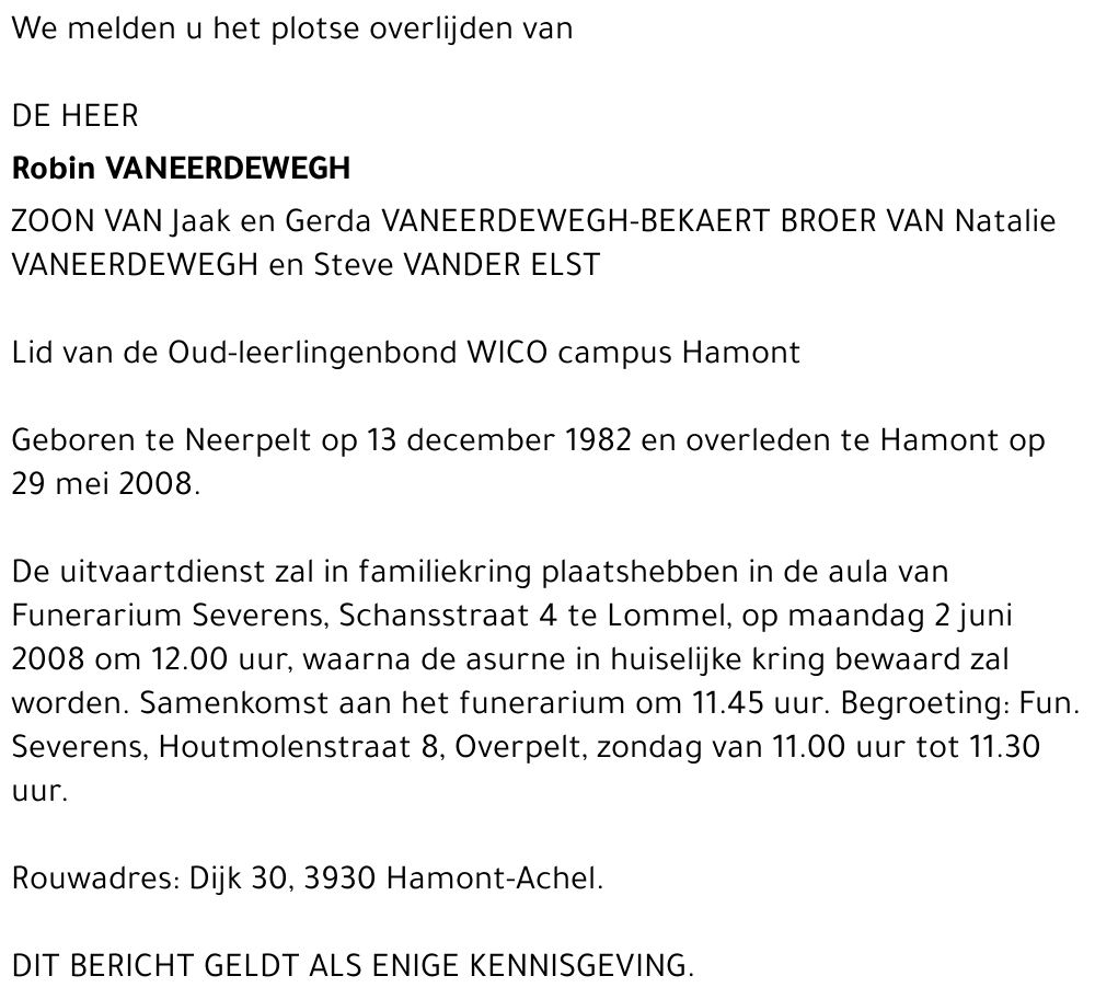 Robin Vaneerdewegh