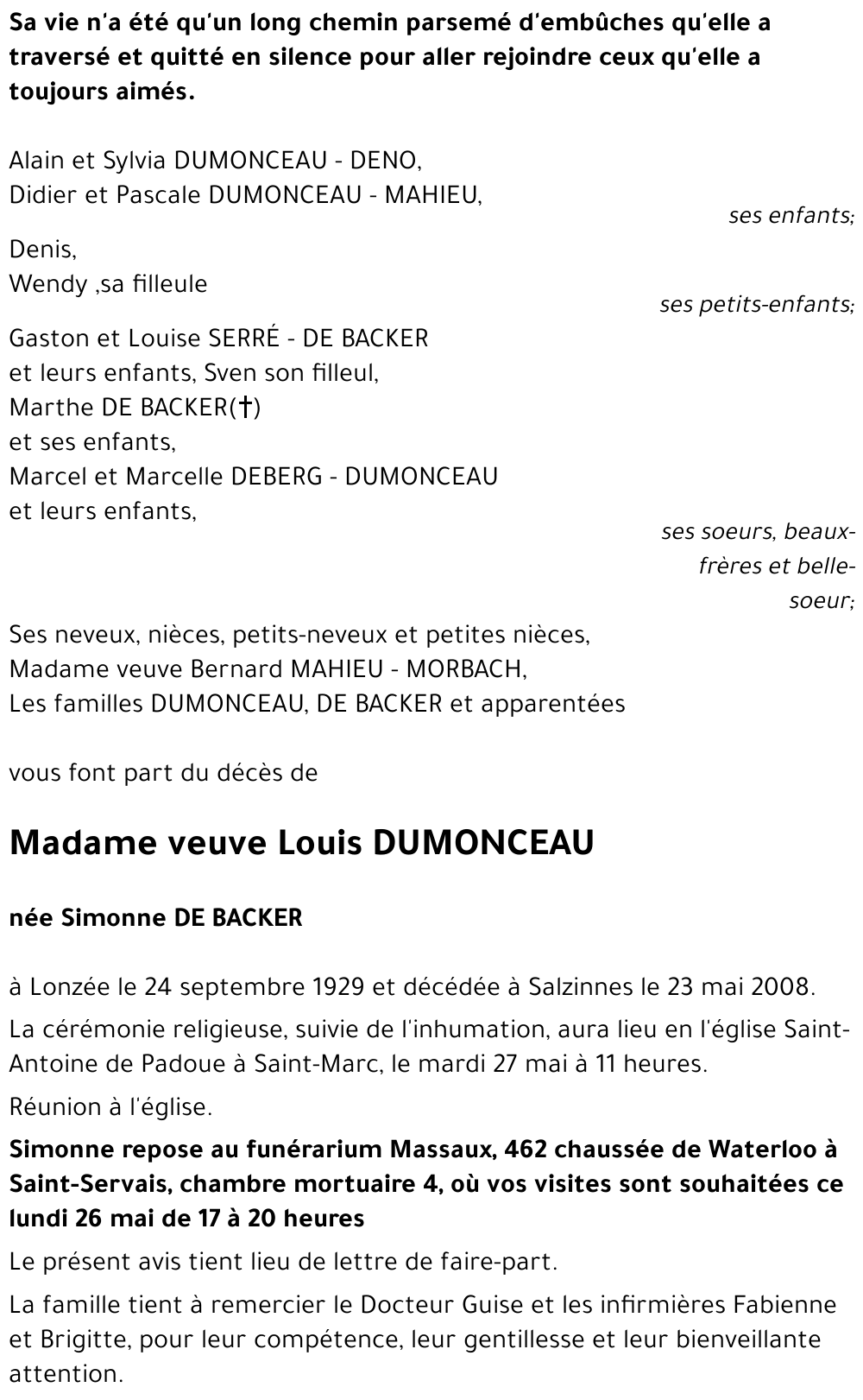 Simonne DE BACKER