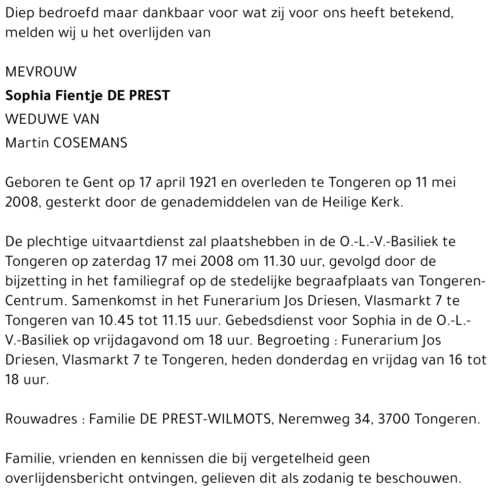 Sophia De Prest
