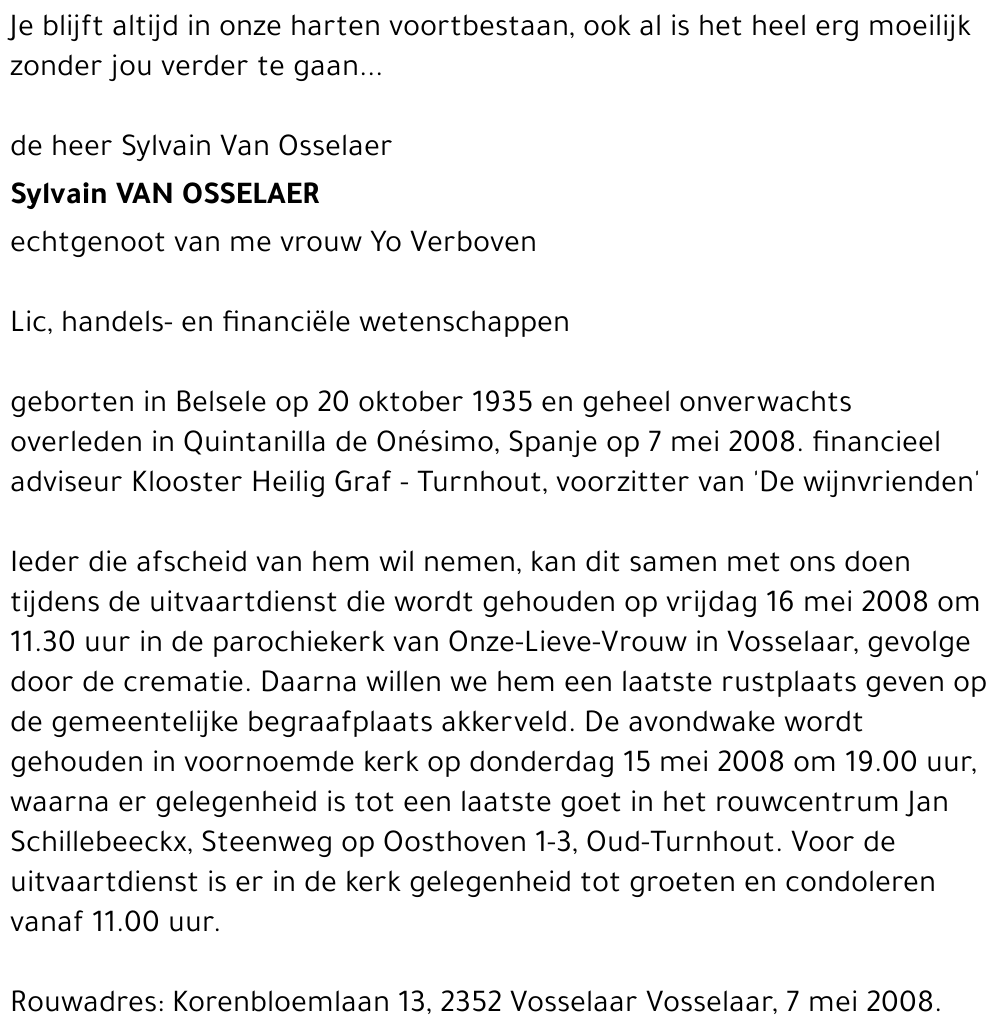 Sylvain VAN OSSELAER