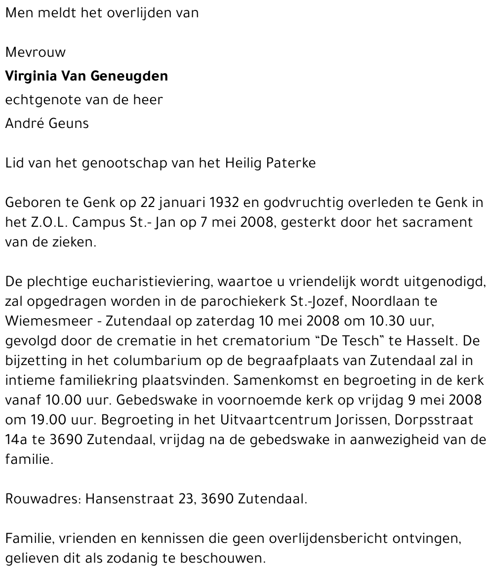 Virginia Van Geneugden