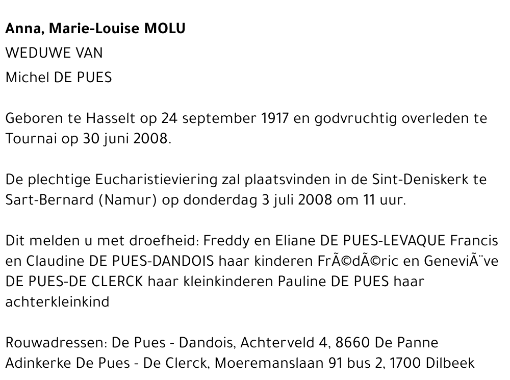 Anna, Marie-Louise Molu