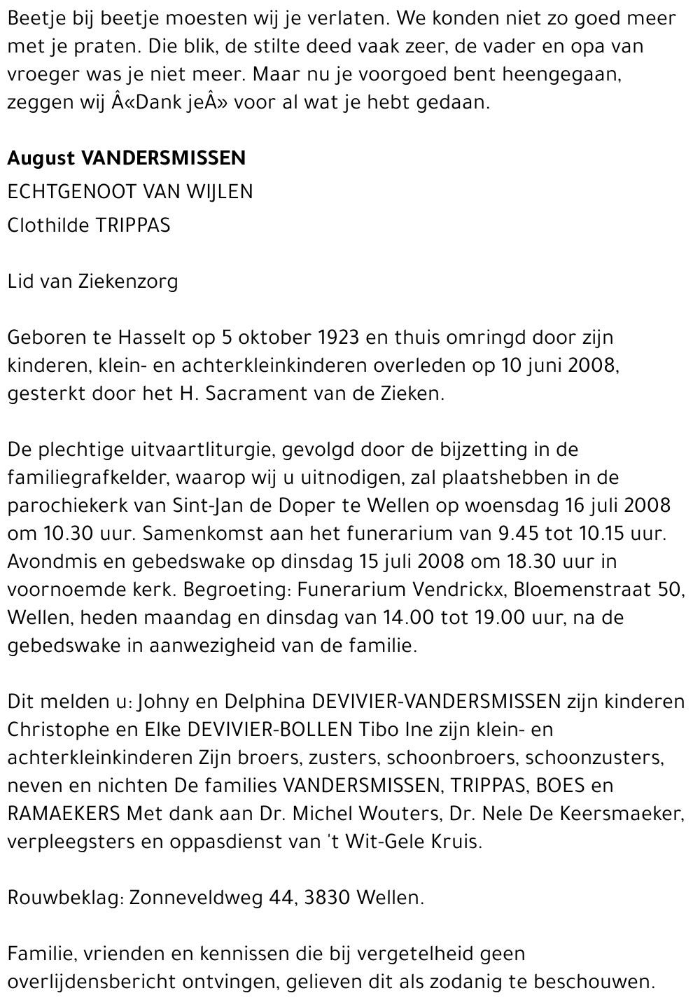 August Vandersmissen